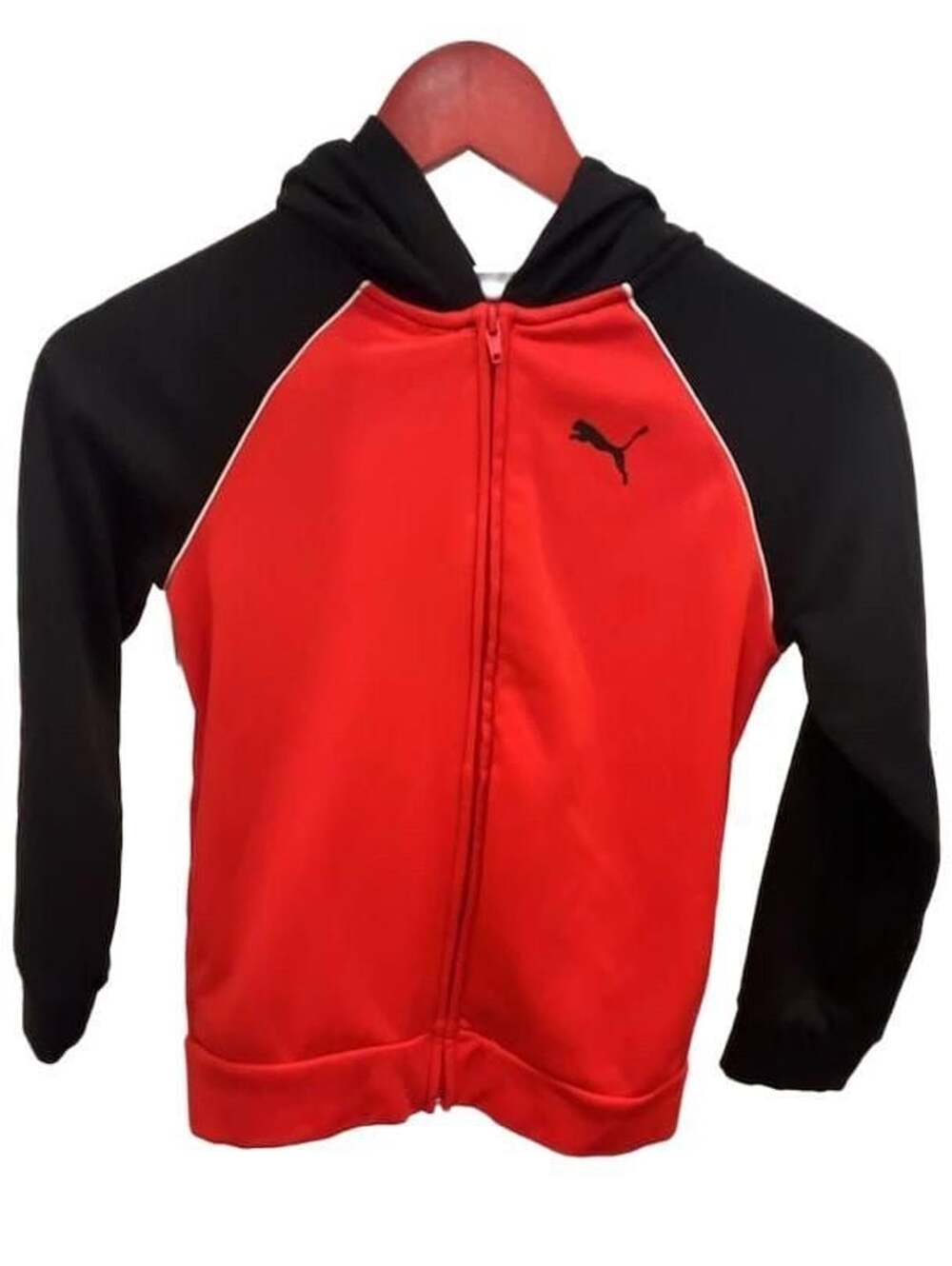 Puma Full Zip Hoodie Size S (7/8) Red Black Colorblock